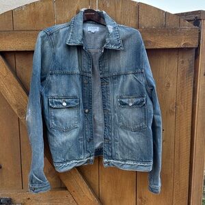 Frame Distressed Blue Denim Jacket